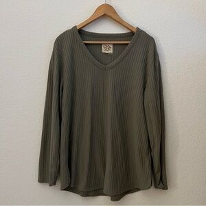 Chaser V-Neck Long Sleeve Waffle Knit Top